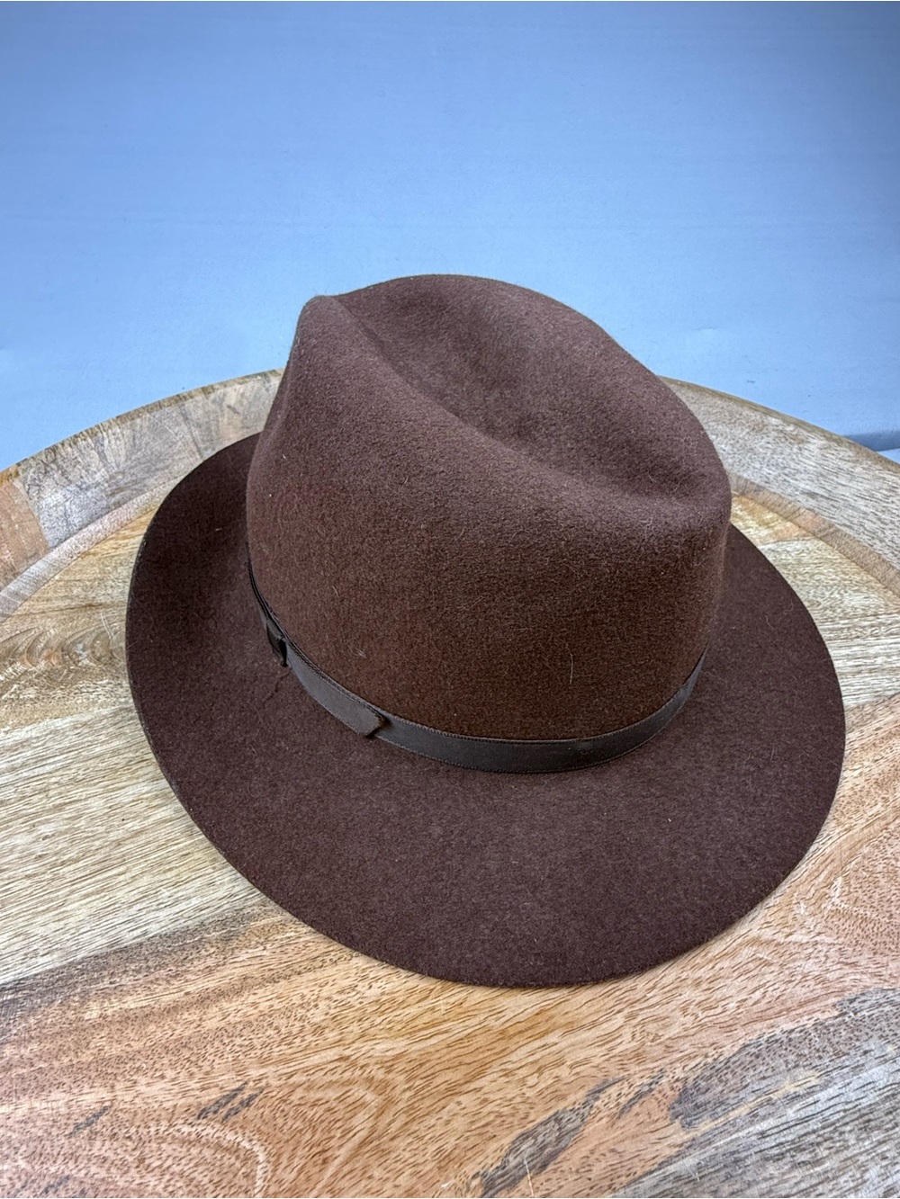 LL Bean Brown Wool Felt Fedora Hat Made In England L/XL
